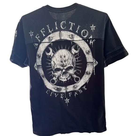 Affliction Live Fast Men’s Tee | Size Large | Skull &amp; Wrench Design