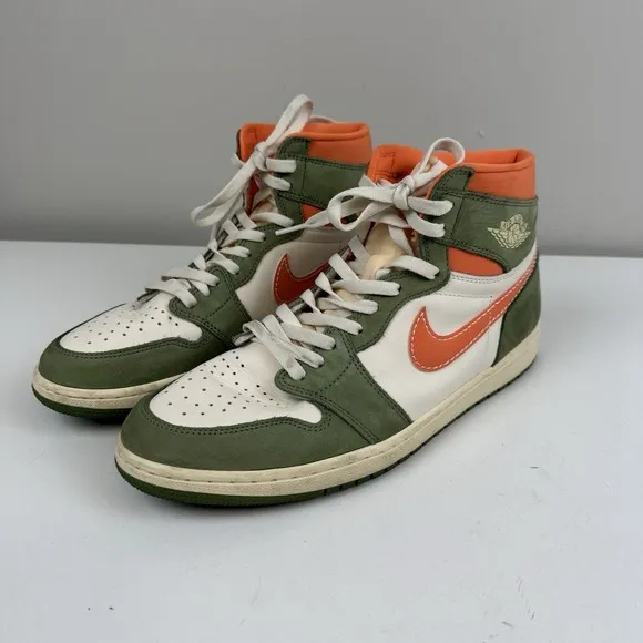 Air Jordan 1 Retro OG High Craft Celadon Mens 12.5 Sneakers Shoes Green Orange