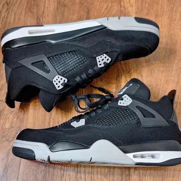 Air Jordan 4 Retro &quot;Black Canvas&quot; Athletic Basketball Sneakers 13