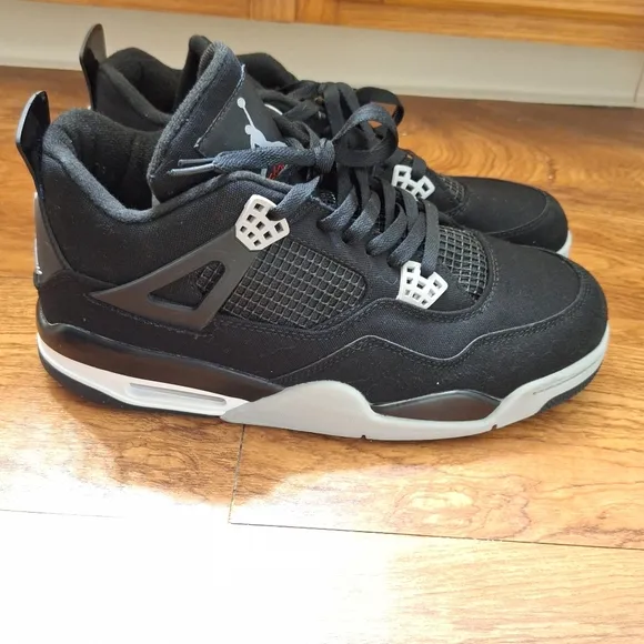 Air Jordan 4 Retro &quot;Black Canvas&quot; Athletic Basketball Sneakers 13