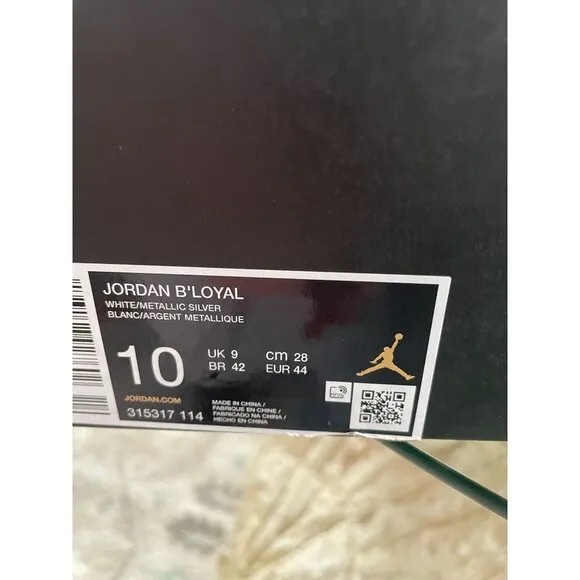 Air Jordan Bloyal Basketball Shoes White/Metallic Silver Mens Size 10