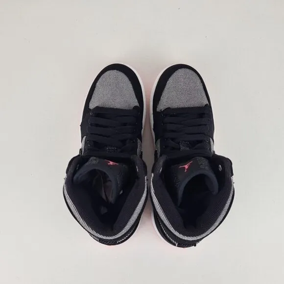 Air Jordan Retro 1 GIRLS (PS) Canvas High Sneakers Black
