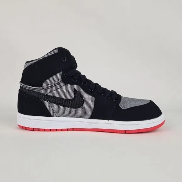 Air Jordan Retro 1 GIRLS (PS) Canvas High Sneakers Black