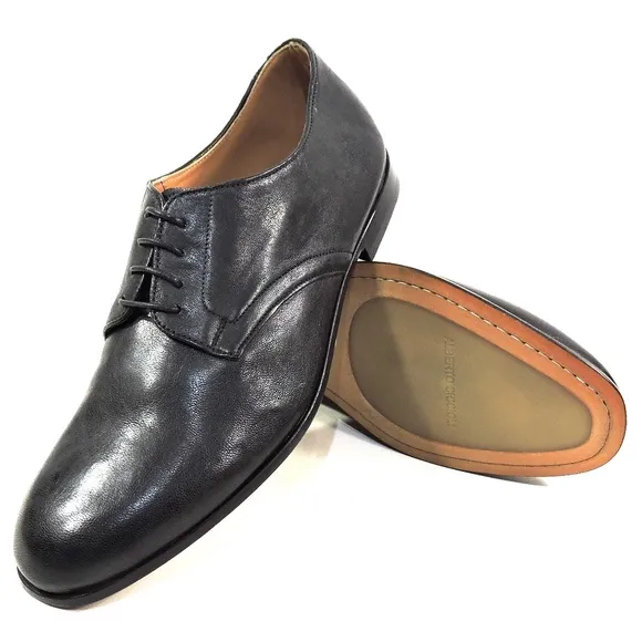 ALBERTO CICCIOLI 🇮🇹 MEN'S BLACK SOFT LEATHER COMFORT DERBY SHOES
