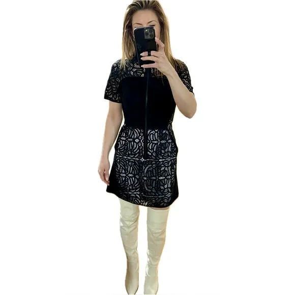A.L.C. “Jude” Black &amp; White Mini Lace Dress Sz 2 Sophisticated Flirty &amp; Feminine