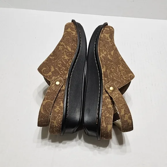 Alegria Clogs Womens 41 Paisley Light Brown Leather Slip On Comfort Mules Shoes