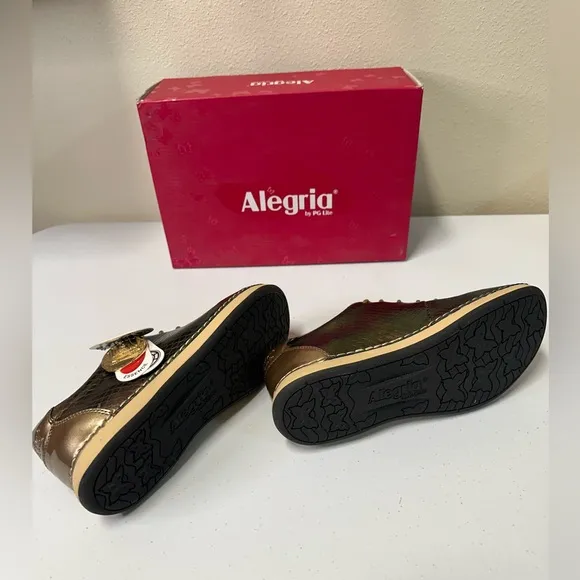 ALEGRIA Comfort Walking Shoes Metallic Animal PrintLeather Women's NWT