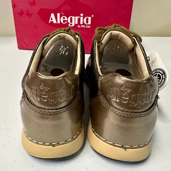 ALEGRIA Comfort Walking Shoes Metallic Animal PrintLeather Women's NWT
