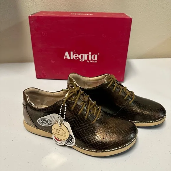 ALEGRIA Comfort Walking Shoes Metallic Animal PrintLeather Women's NWT