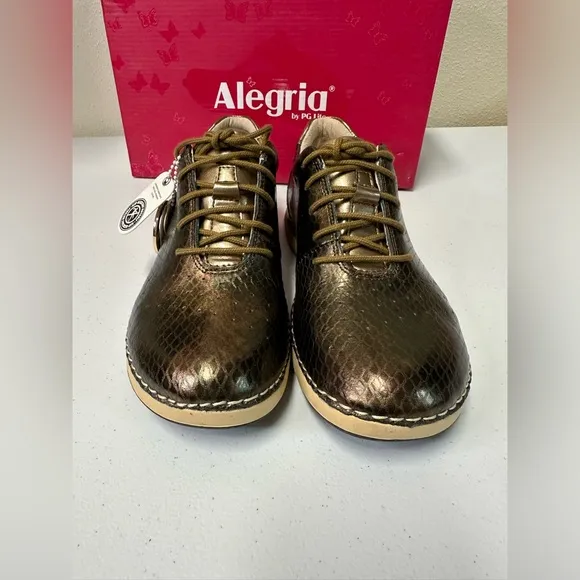 ALEGRIA Comfort Walking Shoes Metallic Animal PrintLeather Women's NWT