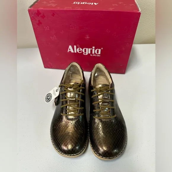 ALEGRIA Comfort Walking Shoes Metallic Animal PrintLeather Women's NWT
