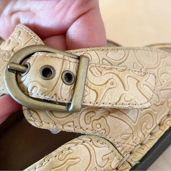 Alegria Light metallic gold leather slip-on Clogs Mule Sz 38
