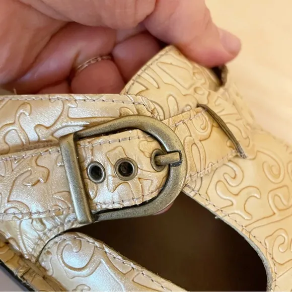 Alegria Light metallic gold leather slip-on Clogs Mule Sz 38