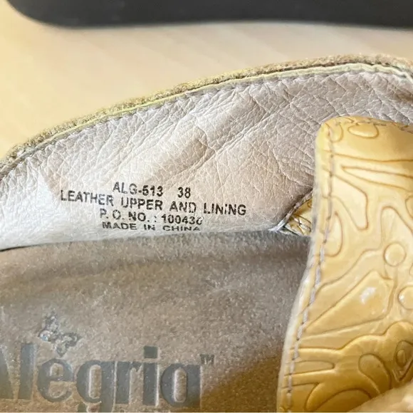 Alegria Light metallic gold leather slip-on Clogs Mule Sz 38