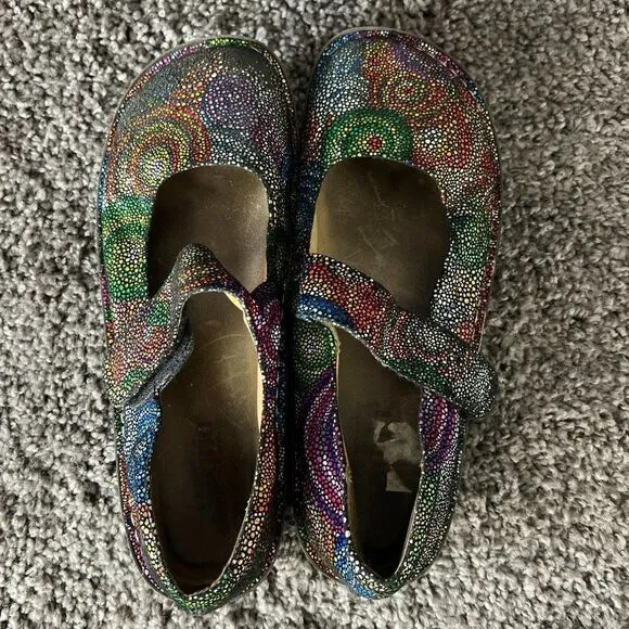Alegria Paloma Mary Jane Womens 11.5 Nappa Leather Multicolor Clog Shoes