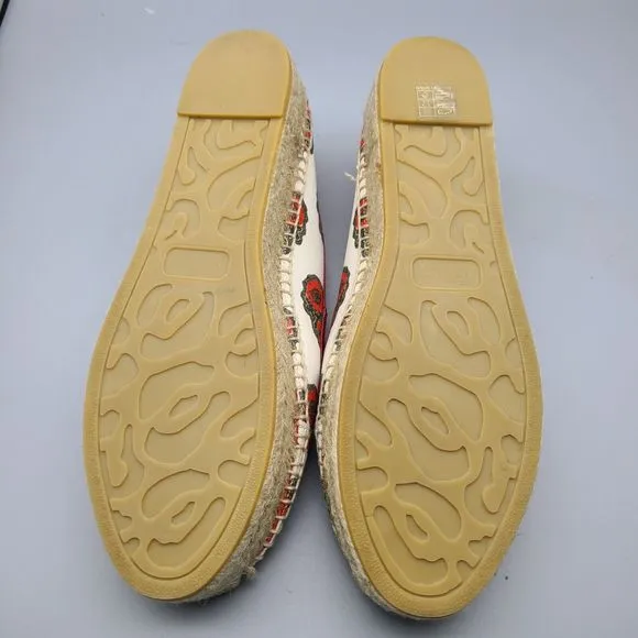 Alexander McQueen shoes flats Canvas Poppy Print Espadrille Red Ivory 10 EUR 41