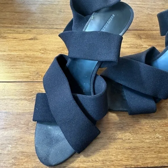 Alexander Wang Black Canvas Wrap Leather Heels Sz 8.5