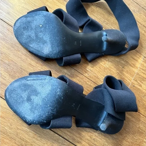 Alexander Wang Black Canvas Wrap Leather Heels Sz 8.5