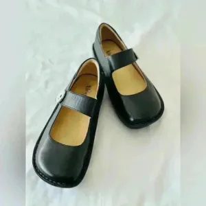 Algeria Paloma Black Napa Mary Jane Shoes Size 39W or US Size 9