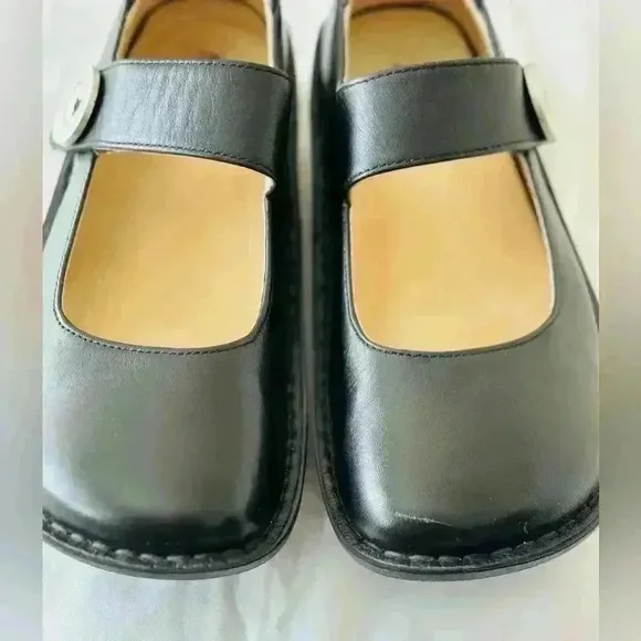 Algeria Paloma Black Napa Mary Jane Shoes Size 39W or US Size 9