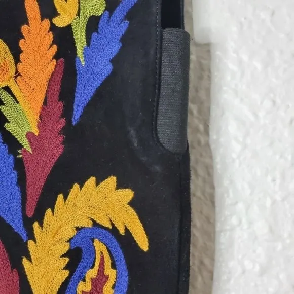 Alice   Olivia Corin Embroidered Suede Tall Heeled Boots Black Womens Size 5