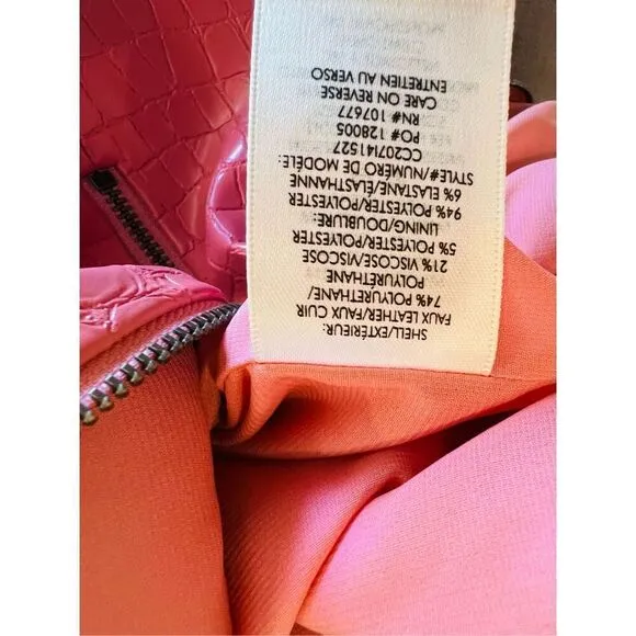 Alice   Olivia Women's Pink Croc-Embossed Faux Leather Mini Dress Size 6 NWOT