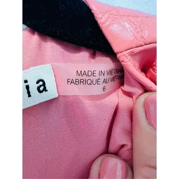 Alice   Olivia Women's Pink Croc-Embossed Faux Leather Mini Dress Size 6 NWOT