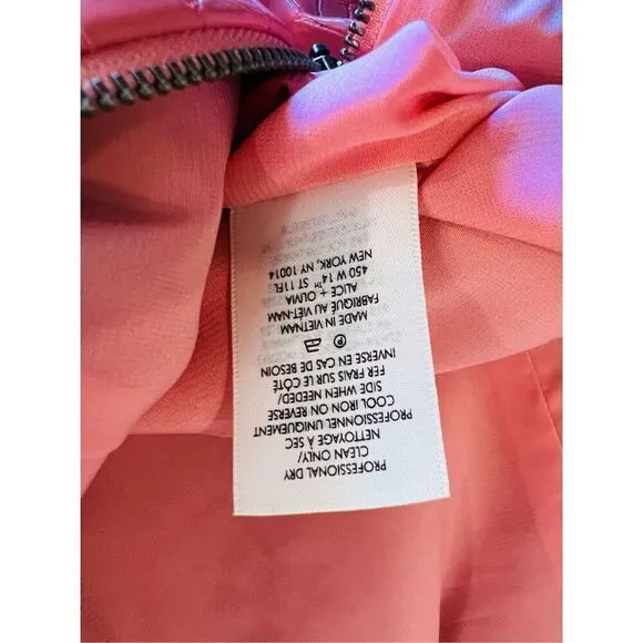 Alice   Olivia Women's Pink Croc-Embossed Faux Leather Mini Dress Size 6 NWOT