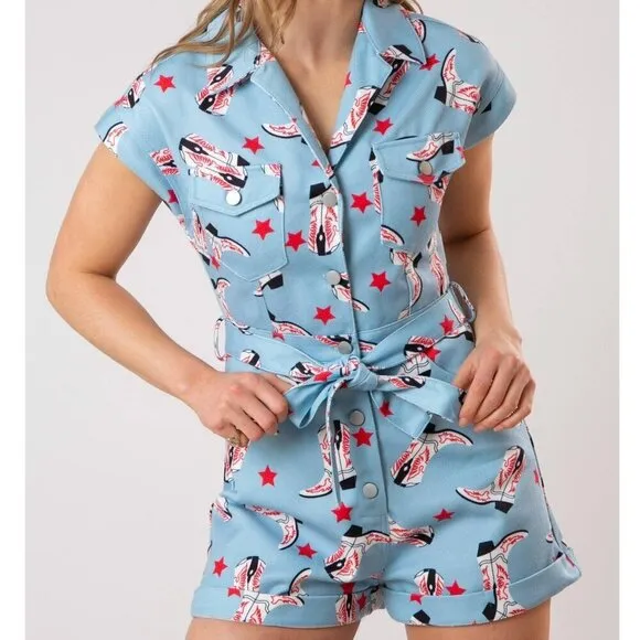 All Over Boots Print Romper