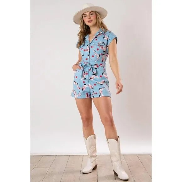 All Over Boots Print Romper