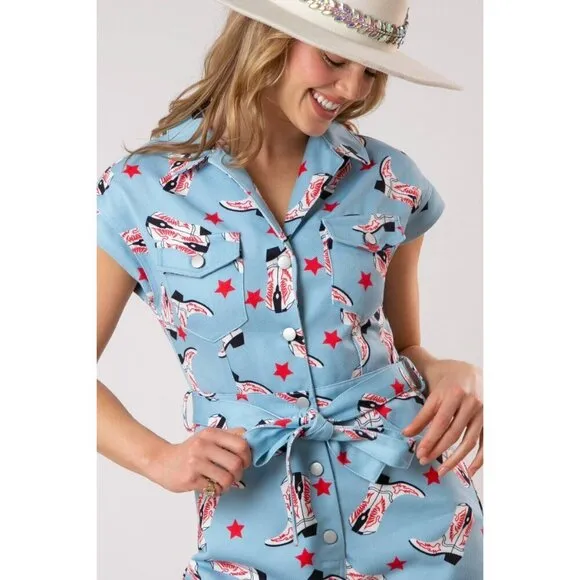 All Over Boots Print Romper