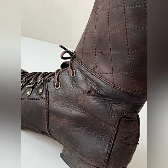 All Saints Demise Alpine Lace Up Brown Combat Military Boots Size EU 37 / US 6.5