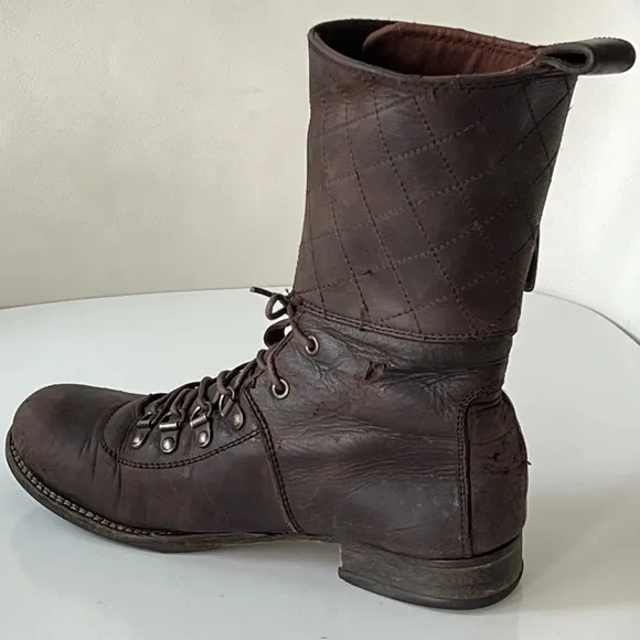 All Saints Demise Alpine Lace Up Brown Combat Military Boots Size EU 37 / US 6.5