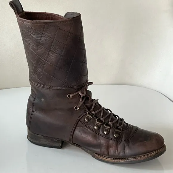 All Saints Demise Alpine Lace Up Brown Combat Military Boots Size EU 37 / US 6.5