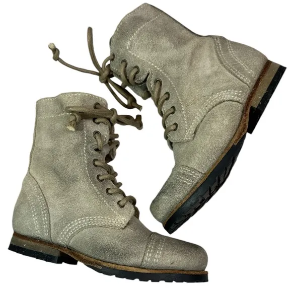 All Saints Spitalfields Jacks Place Moto Combat Boots, Distressed Suede, Size 25