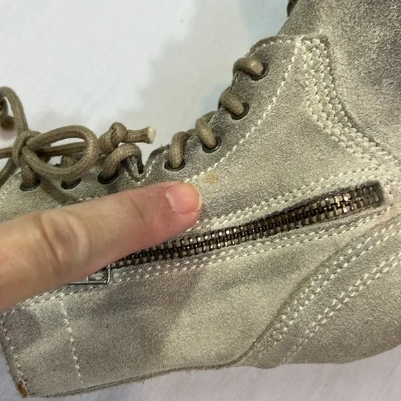 All Saints Spitalfields Jacks Place Moto Combat Boots, Distressed Suede, Size 25