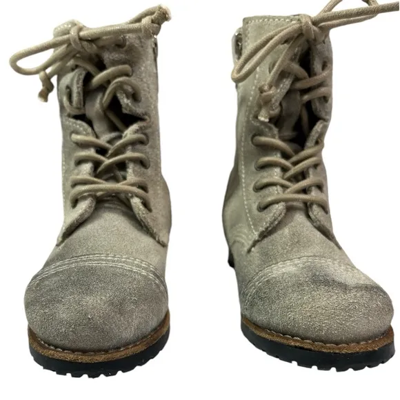 All Saints Spitalfields Jacks Place Moto Combat Boots, Distressed Suede, Size 25