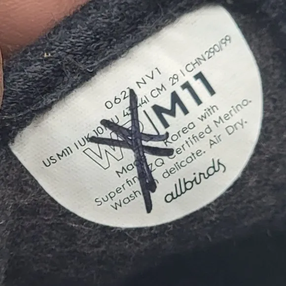 Allbirds Mens 11 Wool Runners Natural Black Comfort Casual Shoes