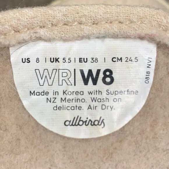 Allbirds Womens Size 8 Merino Wool Runners Shoes Cream Comfort Walking Support