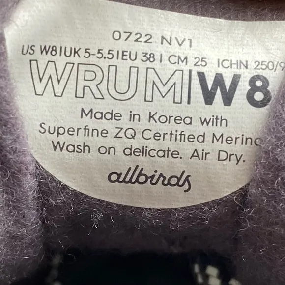 Allbirds Womens Sneakers Runner-Up Mizzle Gray Purple Mid Top Merino Wool Casual