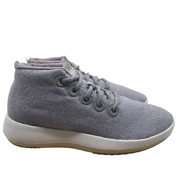 Allbirds Womens Sneakers Runner-Up Mizzle Gray Purple Mid Top Merino Wool Casual