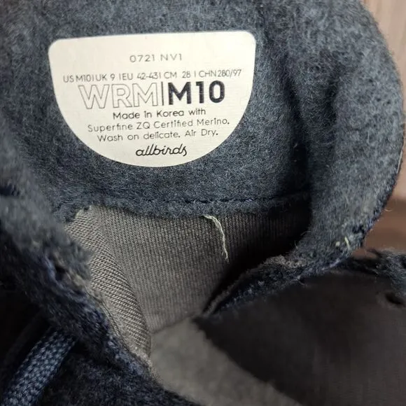 Allbirds Wool Runner Mizzle Sneaker Men's Sz 10 Navy (VGC)