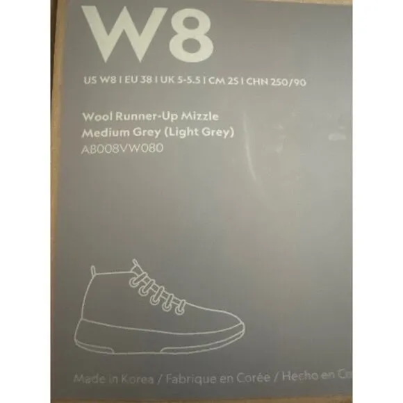 ALLBIRDS Wool Runner-Up Mizzle Medium Grey Sneakers Shoes - Women’s Sz 8