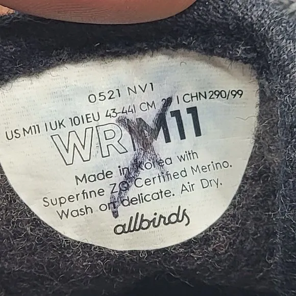 Allbirds Wool Runners Mens 11 Natural Black Comfort Casual Shoes