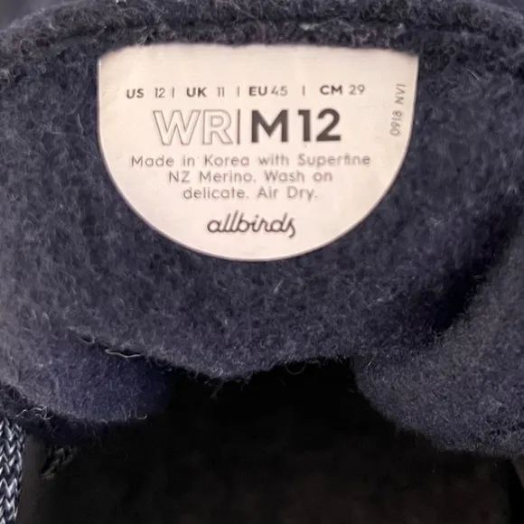 Allbirds Wool Runners Tuke Midnight Blue Lace Up Sneakers