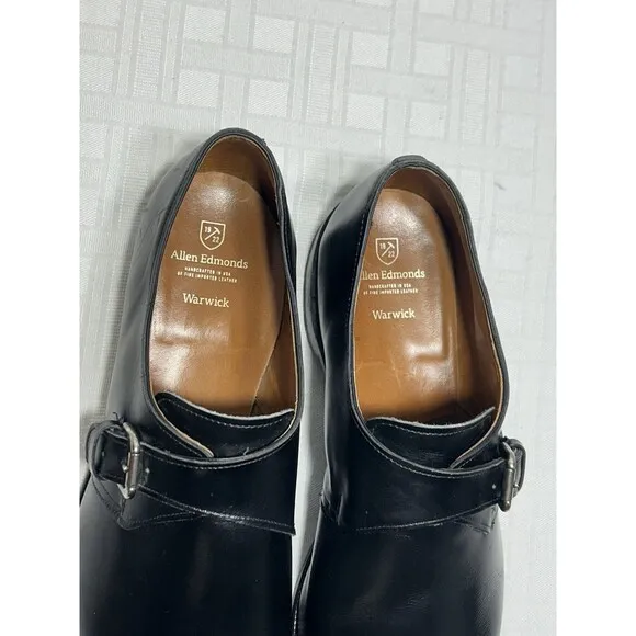 Allen Edmonds 15 D  &quot;Warwick&quot; Single Buckle Strap Black Dress Shoes $425 loafer