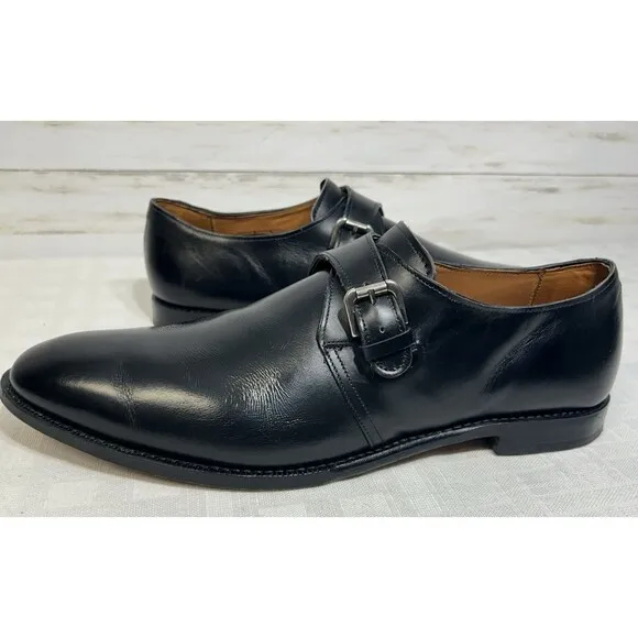 Allen Edmonds 15 D  &quot;Warwick&quot; Single Buckle Strap Black Dress Shoes $425 loafer