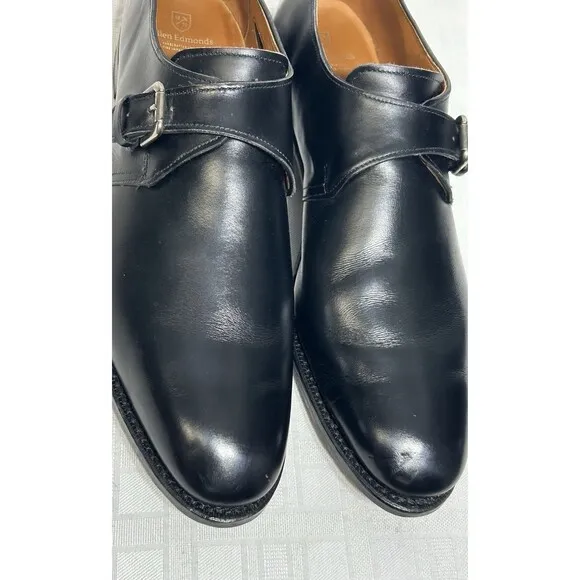 Allen Edmonds 15 D  &quot;Warwick&quot; Single Buckle Strap Black Dress Shoes $425 loafer
