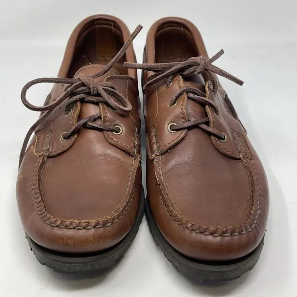 Allen Edmonds Bangor Boat Shoes Mens 10 D Brown Leather 3 Eye Casual Business