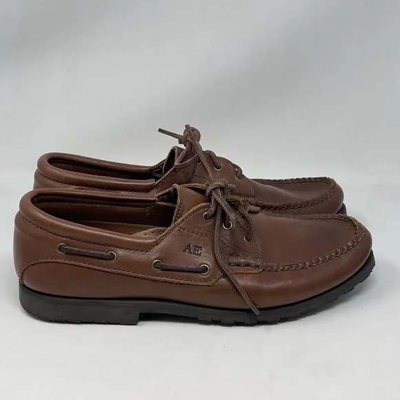 Allen Edmonds Bangor Boat Shoes Mens 10 D Brown Leather 3 Eye Casual Business